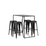 Brea Bar Table - Black / Black MDF + Tempe Bar Chair - Matná černá / kov _4