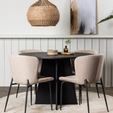 Kulatý jídelní stůl Bootcut - Černá / Černá Fanéer + Jídelní židle Modesto - Béžová / Béžová Boucle _4