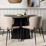 Kulatý jídelní stůl Bootcut - Černá / Černá Fanéer + Jídelní židle Modesto - Béžová / Béžová Boucle _4