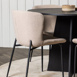 Kulatý jídelní stůl Bootcut - Černá / Černá Fanéer + Jídelní židle Modesto - Béžová / Béžová Boucle _4