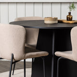 Kulatý jídelní stůl Bootcut - Černá / Černá Fanéer + Jídelní židle Modesto - Béžová / Béžová Boucle _4