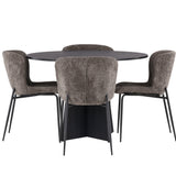 Bootcut kulatý jídelní stůl - černá / černá Fanéer + jídelní židle Modesto - šedá / kouřová černá Boucle _4