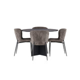 Bootcut kulatý jídelní stůl - černá / černá Fanéer + jídelní židle Modesto - šedá / kouřová černá Boucle _4