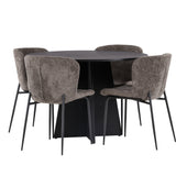 Bootcut kulatý jídelní stůl - černá / černá Fanéer + jídelní židle Modesto - šedá / kouřová černá Boucle _4