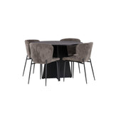 Bootcut kulatý jídelní stůl - černá / černá Fanéer + jídelní židle Modesto - šedá / kouřová černá Boucle _4