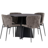 Bootcut kulatý jídelní stůl - černá / černá Fanéer + jídelní židle Modesto - šedá / kouřová černá Boucle _4