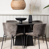 Bootcut kulatý jídelní stůl - černá / černá Fanéer + jídelní židle Modesto - šedá / kouřová černá Boucle _4