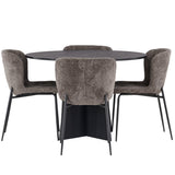 Bootcut kulatý jídelní stůl - černá / černá Fanéer + jídelní židle Modesto - šedá / kouřová černá Boucle _4