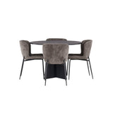 Bootcut kulatý jídelní stůl - černá / černá Fanéer + jídelní židle Modesto - šedá / kouřová černá Boucle _4