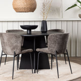 Bootcut kulatý jídelní stůl - černá / černá Fanéer + jídelní židle Modesto - šedá / kouřová černá Boucle _4