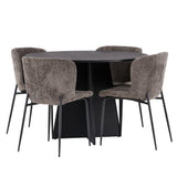 Bootcut kulatý jídelní stůl - černá / černá Fanéer + jídelní židle Modesto - šedá / kouřová černá Boucle _4