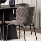 Bootcut kulatý jídelní stůl - černá / černá Fanéer + jídelní židle Modesto - šedá / kouřová černá Boucle _4