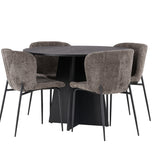 Bootcut kulatý jídelní stůl - černá / černá Fanéer + jídelní židle Modesto - šedá / kouřová černá Boucle _4