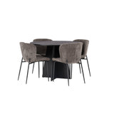 Bootcut kulatý jídelní stůl - černá / černá Fanéer + jídelní židle Modesto - šedá / kouřová černá Boucle _4