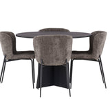 Bootcut kulatý jídelní stůl - černá / černá Fanéer + jídelní židle Modesto - šedá / kouřová černá Boucle _4