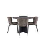 Bootcut kulatý jídelní stůl - černá / černá Fanéer + jídelní židle Modesto - šedá / kouřová černá Boucle _4