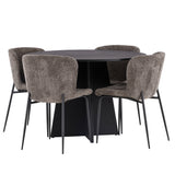 Bootcut kulatý jídelní stůl - černá / černá Fanéer + jídelní židle Modesto - šedá / kouřová černá Boucle _4