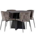 Bootcut kulatý jídelní stůl - černá / černá Fanéer + jídelní židle Modesto - šedá / kouřová černá Boucle _4