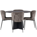 Bootcut kulatý jídelní stůl - černá / černá Fanéer + jídelní židle Modesto - šedá / kouřová černá Boucle _4