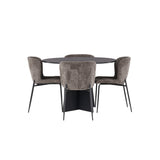 Bootcut kulatý jídelní stůl - černá / černá Fanéer + jídelní židle Modesto - šedá / kouřová černá Boucle _4