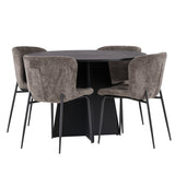 Bootcut kulatý jídelní stůl - černá / černá Fanéer + jídelní židle Modesto - šedá / kouřová černá Boucle _4