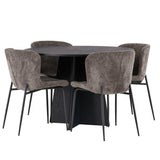 Bootcut kulatý jídelní stůl - černá / černá Fanéer + jídelní židle Modesto - šedá / kouřová černá Boucle _4