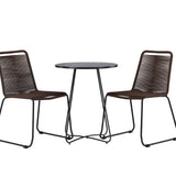 Bacong Cafetable Steel – Černá / Kulatý ø60** +Lindos Jídelní židle Hliník – Černá / _2