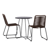 Bacong Cafetable Steel – Černá / Kulatý ø60** +Lindos Jídelní židle Hliník – Černá / _2