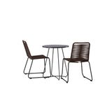 Bacong Cafetable Steel – Černá / Kulatý ø60** +Lindos Jídelní židle Hliník – Černá / _2