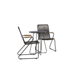 Bacong Cafetable Steel – černá / kulatá ø60** + Bois Jídelní židle Steel – černá / tmavě šedá lano _2