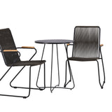 Bacong Cafetable Steel – černá / kulatá ø60** + Bois Jídelní židle Steel – černá / tmavě šedá lano _2