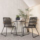 Bacong Cafetable Steel – černá / kulatá ø60** + Bois Jídelní židle Steel – černá / tmavě šedá lano _2
