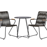 Bacong Cafetable Steel – černá / kulatá ø60** + Bois Jídelní židle Steel – černá / tmavě šedá lano _2