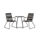 Bacong Cafetable Steel – černá / kulatá ø60** + Bois Jídelní židle Steel – černá / tmavě šedá lano _2