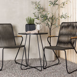 Bacong Cafetable Steel – černá / kulatá ø60** + Bois Jídelní židle Steel – černá / tmavě šedá lano _2