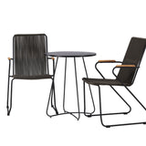 Bacong Cafetable Steel – černá / kulatá ø60** + Bois Jídelní židle Steel – černá / tmavě šedá lano _2
