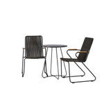 Bacong Cafetable Steel – černá / kulatá ø60** + Bois Jídelní židle Steel – černá / tmavě šedá lano _2