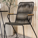 Bacong Cafetable Steel – černá / kulatá ø60** + Bois Jídelní židle Steel – černá / tmavě šedá lano _2