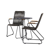 Bacong Cafetable Steel – černá / kulatá ø60** + Bois Jídelní židle Steel – černá / tmavě šedá lano _2