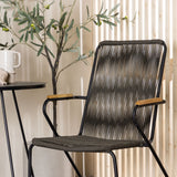 Bacong Cafetable Steel – černá / kulatá ø60** + Bois Jídelní židle Steel – černá / tmavě šedá lano _2