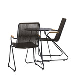 Bacong Cafetable Steel – černá / kulatá ø60** + Bois Jídelní židle Steel – černá / tmavě šedá lano _2