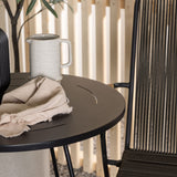 Bacong Cafetable Steel – černá / kulatá ø60** + Bois Jídelní židle Steel – černá / tmavě šedá lano _2