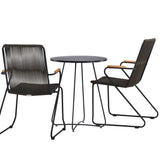 Bacong Cafetable Steel – černá / kulatá ø60** + Bois Jídelní židle Steel – černá / tmavě šedá lano _2