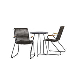 Bacong Cafetable Steel – černá / kulatá ø60** + Bois Jídelní židle Steel – černá / tmavě šedá lano _2