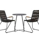 Bacong Cafetable Steel – černá / kulatá ø60** + Bois Jídelní židle Steel – černá / tmavě šedá lano _2