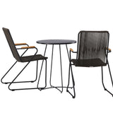 Bacong Cafetable Steel – černá / kulatá ø60** + Bois Jídelní židle Steel – černá / tmavě šedá lano _2