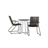 Bacong Cafetable Steel – černá / kulatá ø60** + Bois Jídelní židle Steel – černá / tmavě šedá lano _2