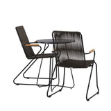 Bacong Cafetable Steel – černá / kulatá ø60** + Bois Jídelní židle Steel – černá / tmavě šedá lano _2