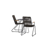 Bacong Cafetable Steel – černá / kulatá ø60** + Bois Jídelní židle Steel – černá / tmavě šedá lano _2