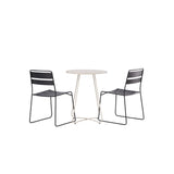 Bacong Cafetable Steel – béžová / kulatá ø60** + jídelní židle Lina – černá _2